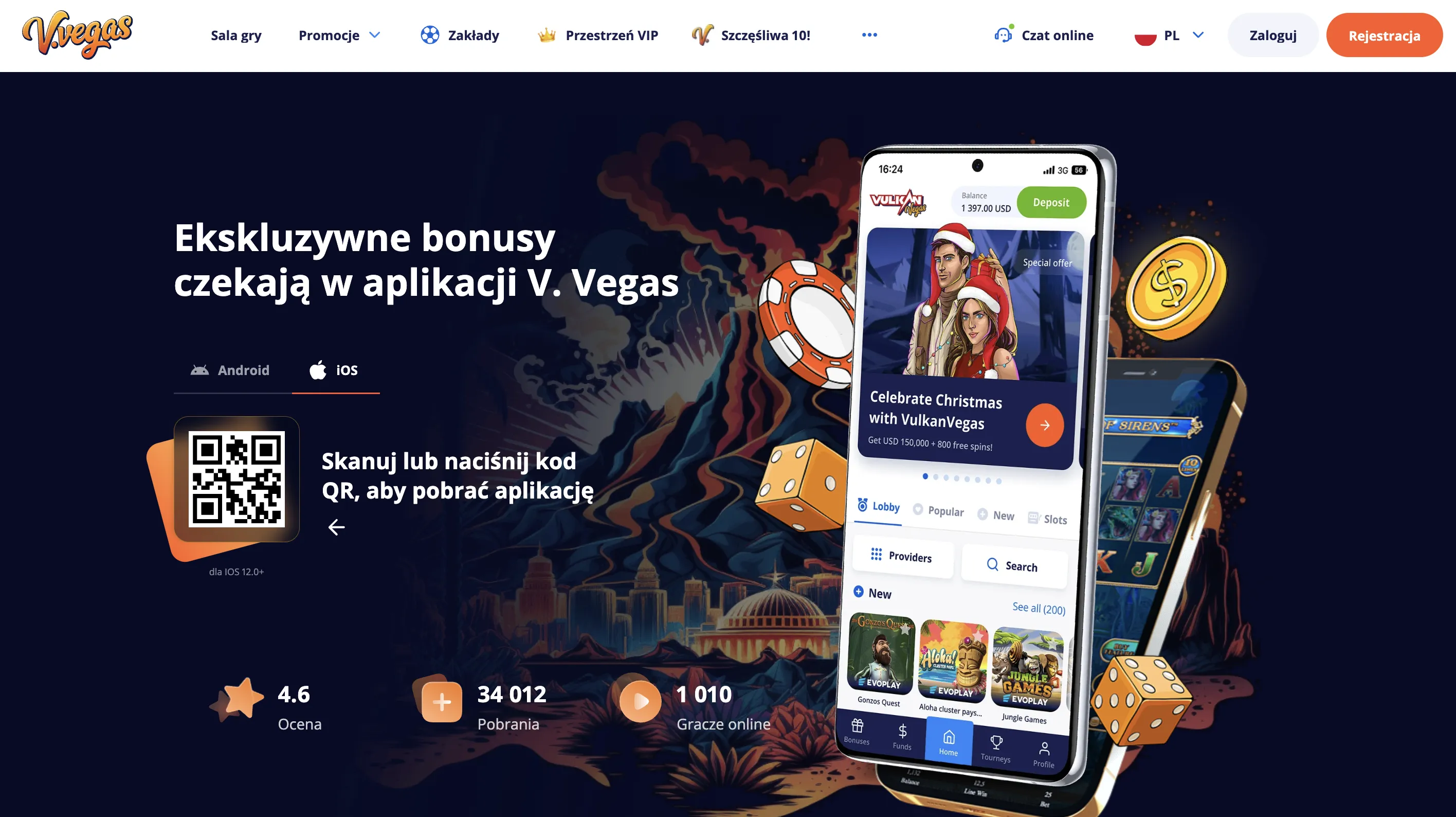 Dostęp mobilny i adresy serwisowe Vulkan Vegas 77