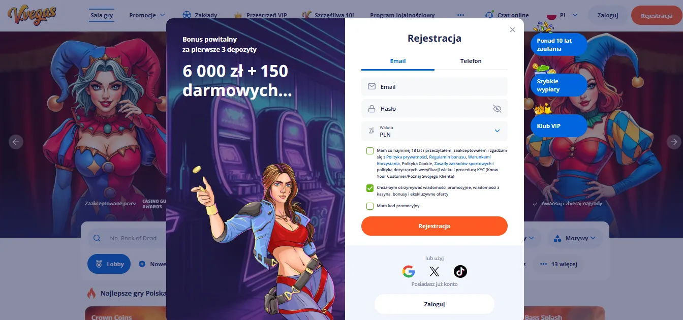 Jak założyć konto w Vulkan Vegas PL